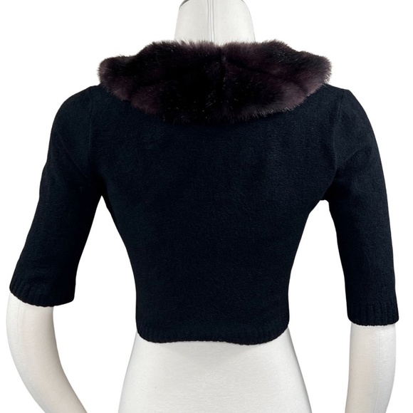 bebe Black Cardigan with Faux Fur Collar - Picture 7 of 7